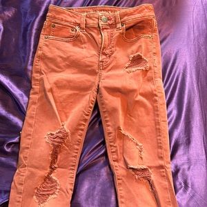 Red American eagle skinny jeans